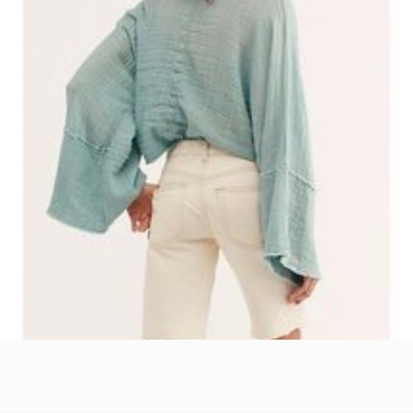 Free People One Azelea Kimono Size XS/S krinkle Cut Raw Edge - Picture 3 of 6